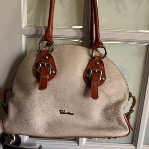 Valentina Cream and Brown Shoulder Bag